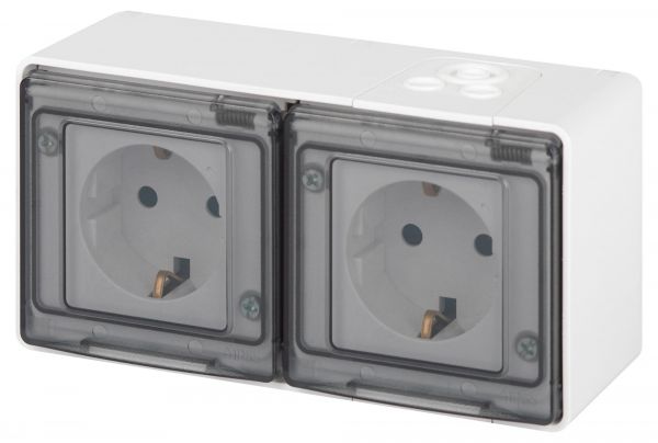 Розетка однофазная наружная (открытой установки) без шторок белый 16А 250В IP55 винтовые клеммы 11-2503-01 Эра Эксперт