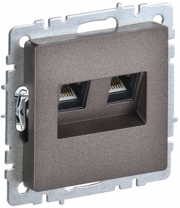 BRITE Розетка компьютерная двойная RJ45 кат.5E РК10-2-БрТБ темная бронза