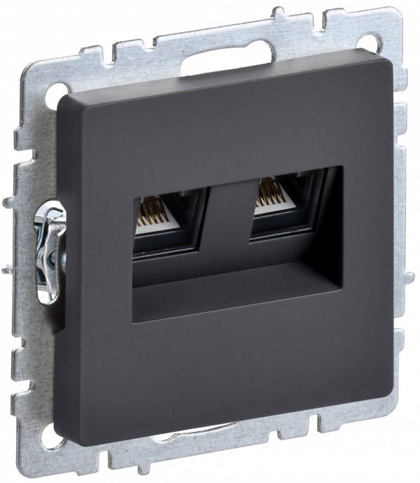 BRITE Розетка компьютерная двойная RJ45 кат.5E РК10-2-БрГ графит