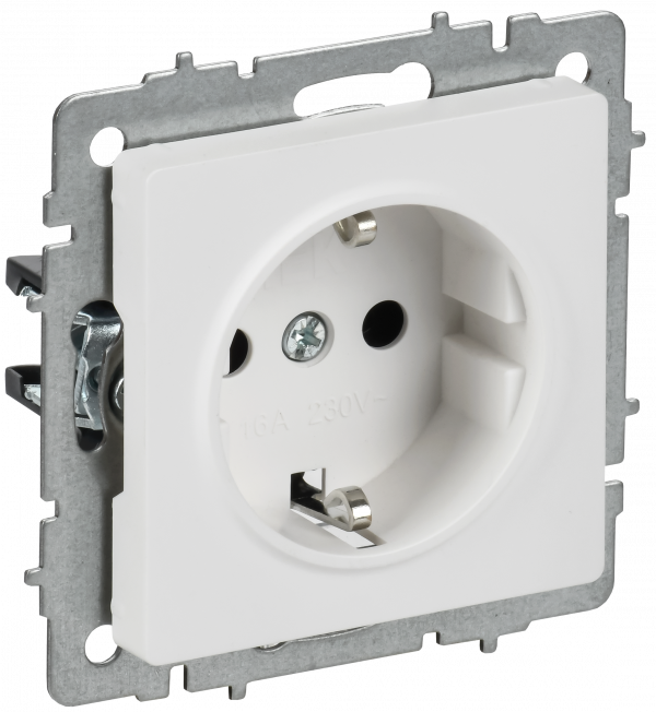 BRITE Розетка 1-местная с заземлением с защитными шторками 16А РС14-1-0-БрАБ арктический белый IEK