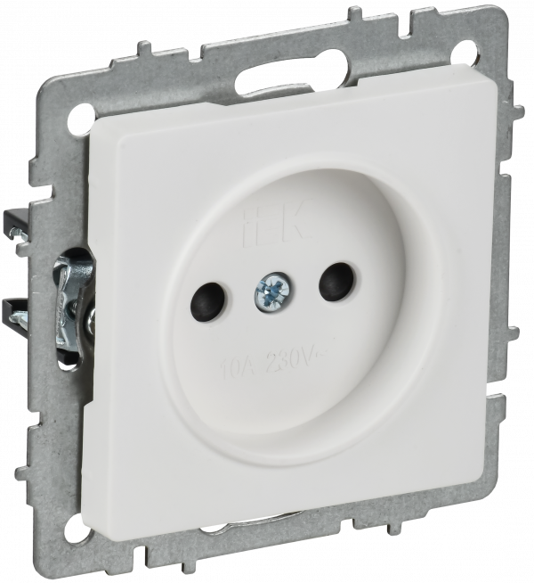 BRITE Розетка 1-местная без заземления с защитными шторками 10А РСш10-2-БрАБ арктический белый IEK
