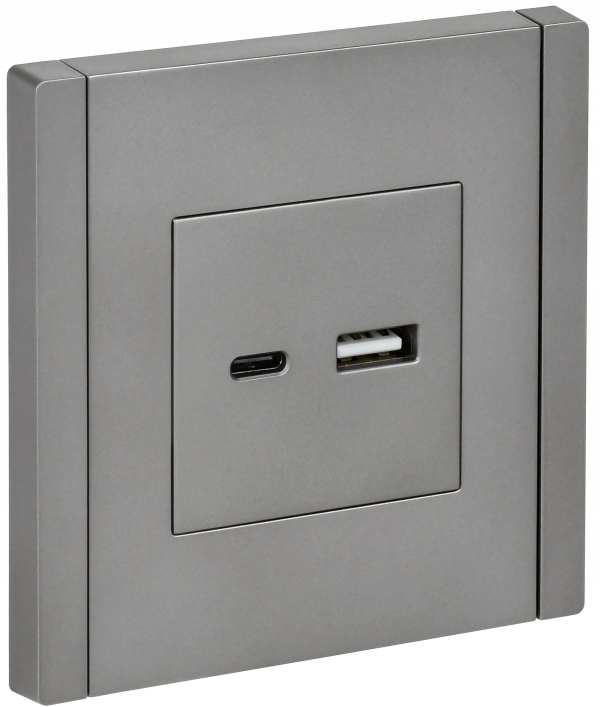 FORTE&PIANO Розетка USB A+C 3,1А FP550 сталь IEK