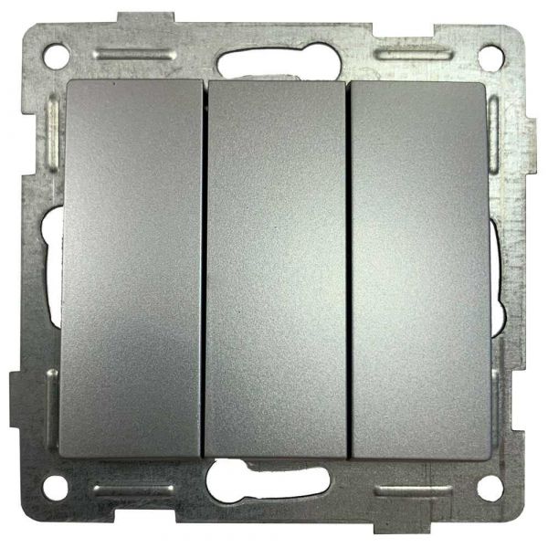 Выключатель Bravo 3кл, механизм, 10А, 250В, серебро