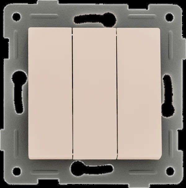 Выключатель трехклавишный Ugra, механизм, 10А, 250В, бежевый