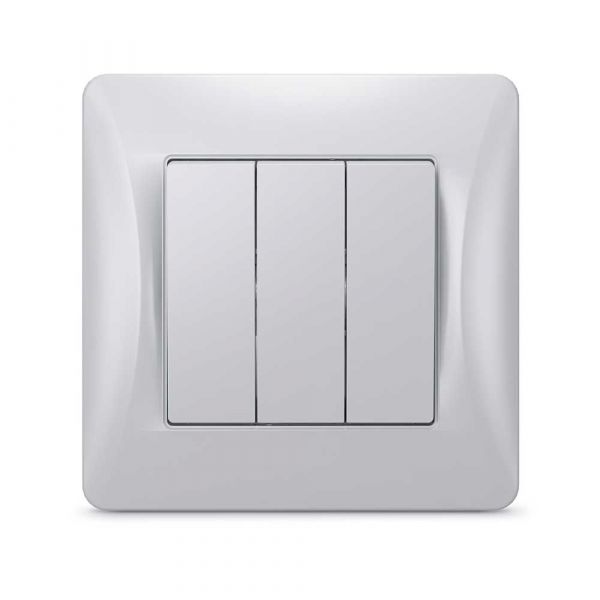 Выключатель трехклавишный Ugra, механизм, 10А, 250В, серебро