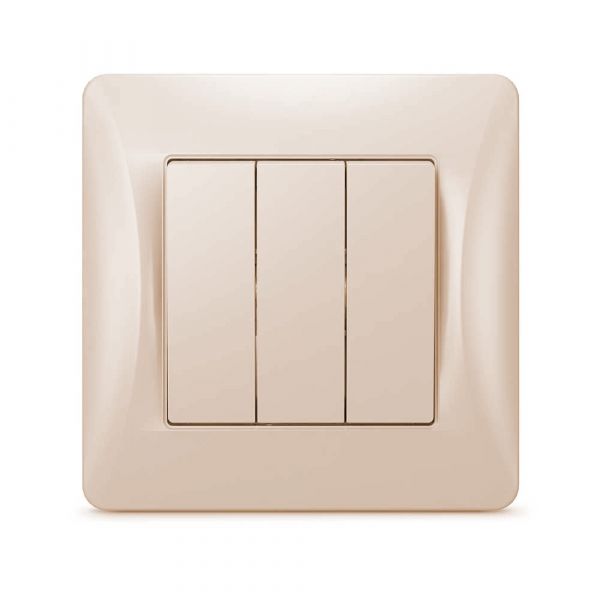 Выключатель трехклавишный Ugra, механизм, 10А, 250В, шампань