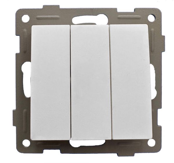 Выключатель трехклавишный Ugra, механизм, 10А, 250В, жемчуг