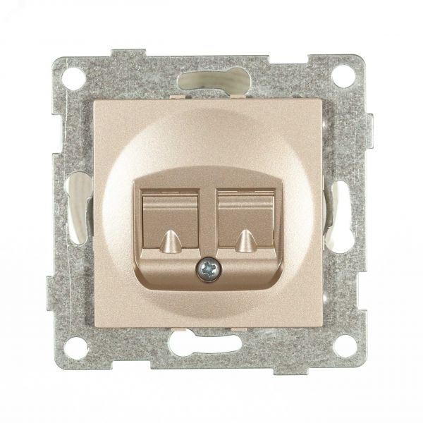 Розетка компьютерная RJ45 Ugra, механизм, одинарный, шампань