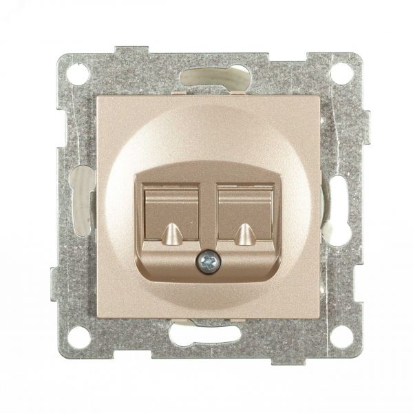 Розетка телефонная RJ12 Ugra, механизм, одинарный, шампань