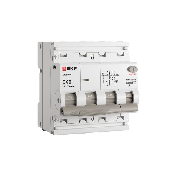 Выключатель автоматический дифференциального тока 3P+N 40А 300мА AC эл АВДТ-63N D63N46E40C300 PROXIMA EKF