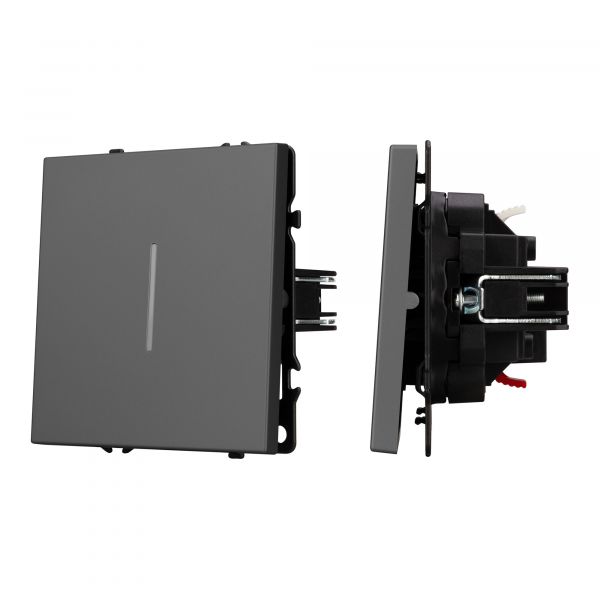 Механизм выключателя одноклавишный проходной LED SWT-NOBE-MKP1-SFPL-L-GR 230V, 10A, Серый, 1 пост