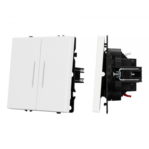 Механизм выключателя двухклавишный проходной LED SWT-NOBE-MKP2-SFPL-L-WH 230V, 10A, Белый, 1 пост