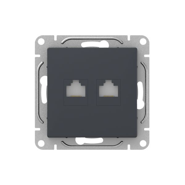 Механизм розетки RJ45 - 2шт  (cat5)  графит Эпика EKF