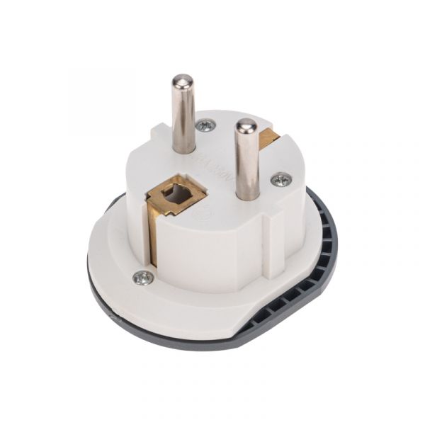 Адаптер универсальный переходник 16А с заземлением, серо-белый