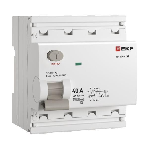 Выключатель дифференциального тока (ВД) четырехполюсный 4P 40А 300mA (AC) эл-мех ВД-100N E1046MS40300 PROXIMA EKF