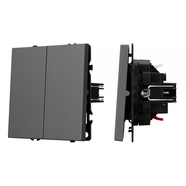 Механизм выключателя двухклавишный проходной SWT-NOBE-MKP2-SFPL-GR 230V, 10A, Серый, 1 пост