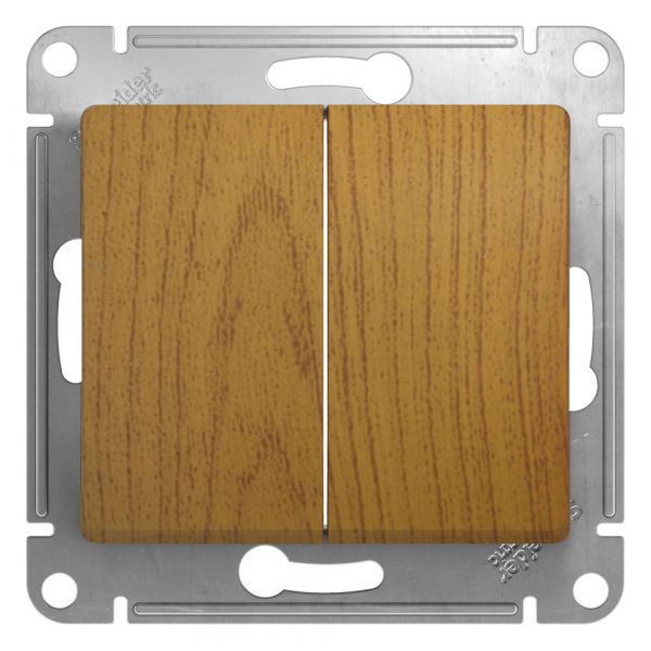 GLOSSA Переключатель двухклавишный в рамку дуб сх.6