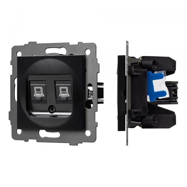 Механизм компьютерной розетки двойной SCT-MPC2-PL-BK-V RJ-45, CAT6