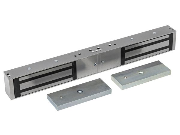 Замок электромагнитный ML-395 Double с уголком 12В усилие 1000 кг серебро