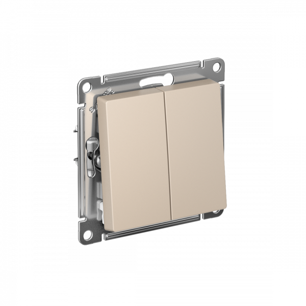 ATLASDESIGN выключатель двухклавишный, сх.5, 10АХ, механизм, ПЕСОЧНЫЙ