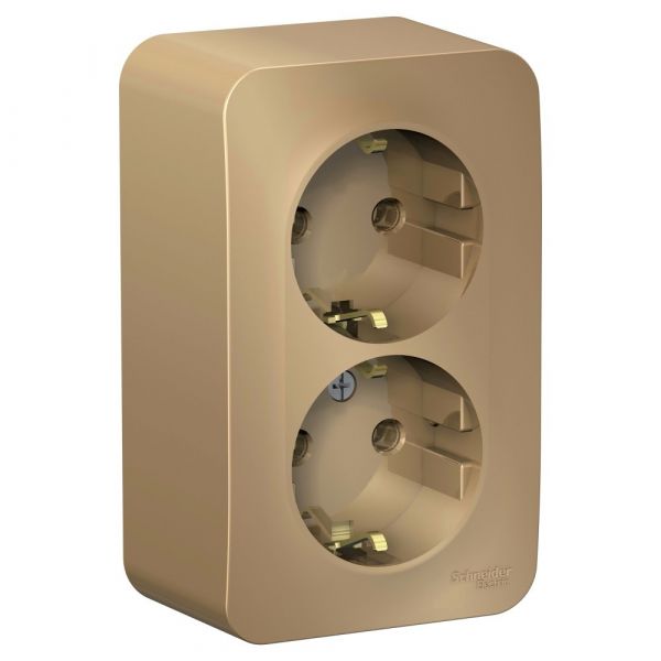 BLANCA  розетка наружная  двойная с заземлением без шторок, 16А, 250В, титан