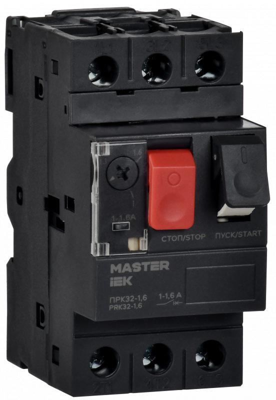 Пускатель ПРК32-1,6 In=1,6А Ir=1-1,6А Ue 660В MASTER IEK