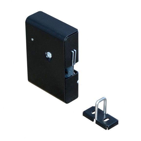 Замок электромеханический с толкателем и датчиком положения двери