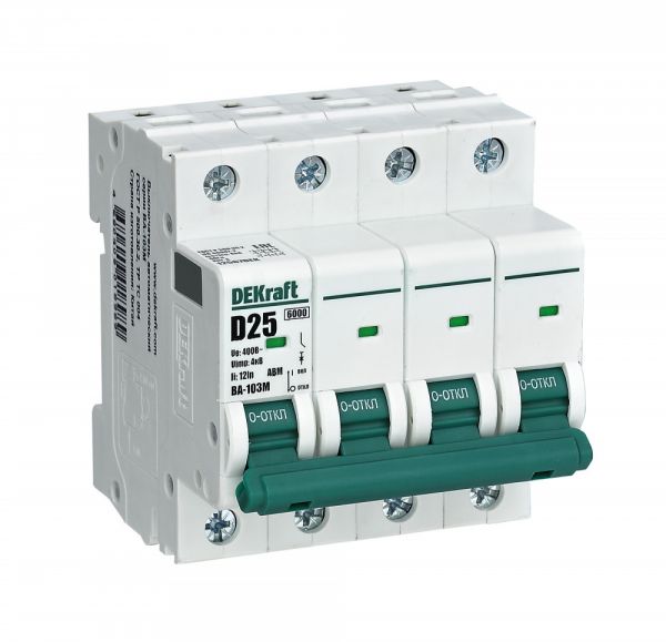 Выключатель автоматический без теплозащиты 4P 32А х-ка D 6кА ВА-103M