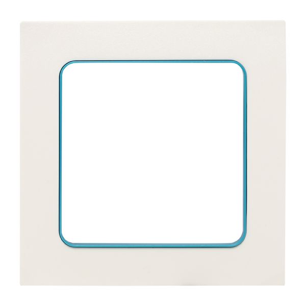 Стокгольм Рамка 1-местная белая с линией цвета синий