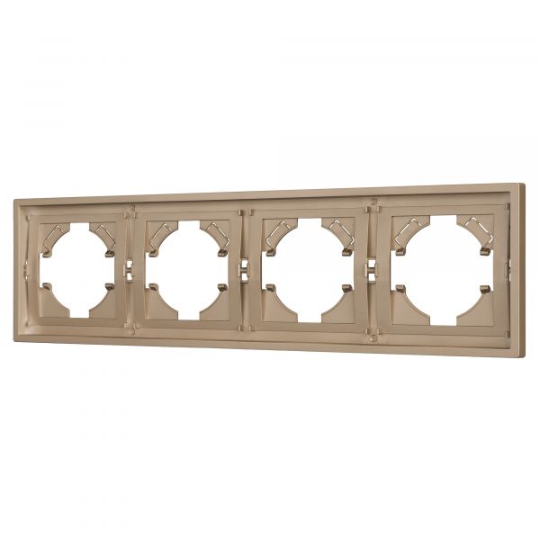 Рамка пластиковая FRM-TENDO-PL-4-GD, Золото светлое, 4 поста