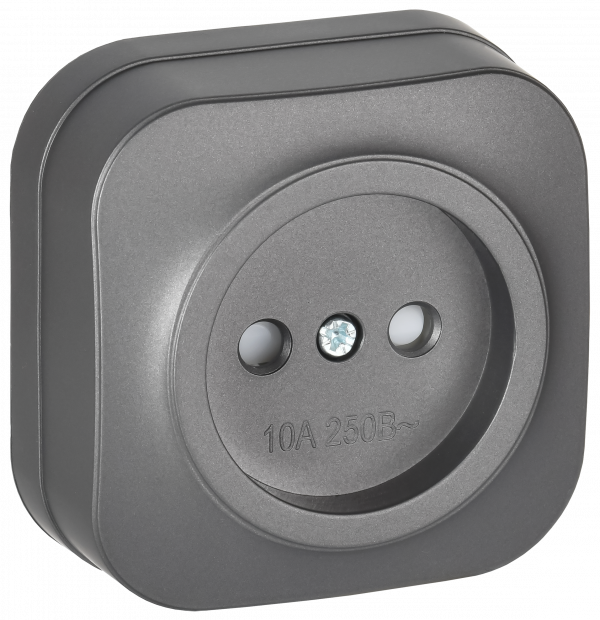 GLORY Розетка 1-местная для открытой установки без заземления с защитными шторками 10А РСш20-2-ХСм сталь матовый IEK