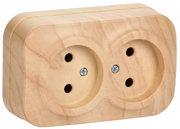 GLORY Розетка двухместная наружная без заземления сосна