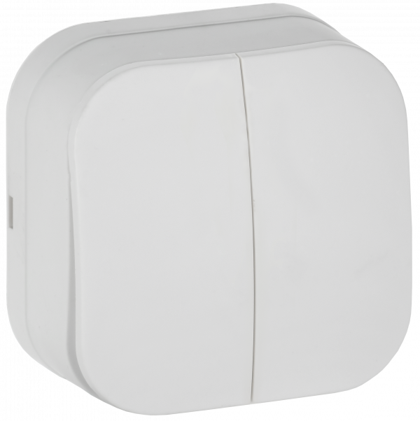 GLORY Выключатель 2-клавишный для открытой установки 10А ВС20-2-0-ХБм белый матовый IEK