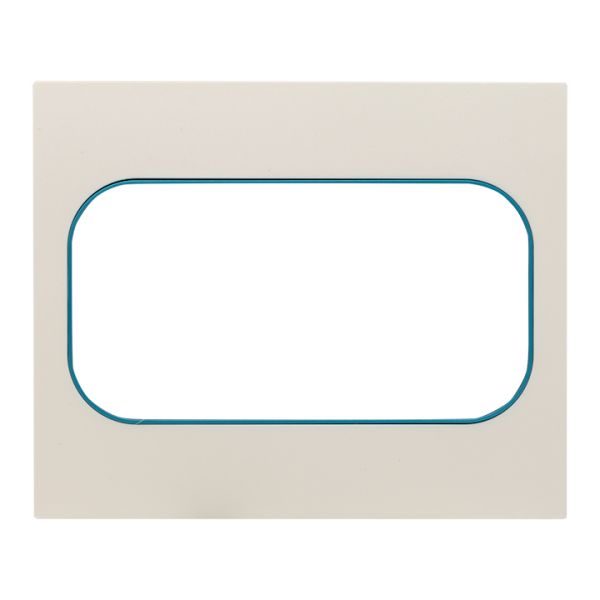 Стокгольм Рамка для розетки 2-местная белая с линией цвета синий