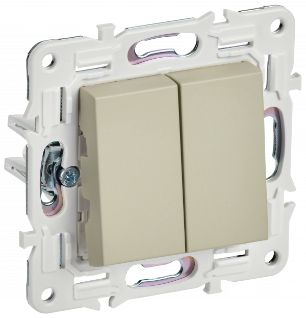 SKANDY Выключатель 2-клавишный проходной 10А SK-V05B бежевый IEK