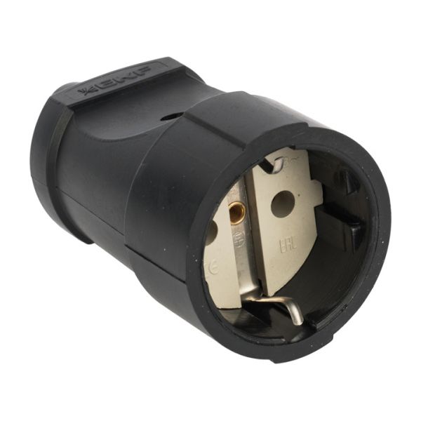 Гнездо штепсельное с заземлением черное ПВХ 16A 250B
