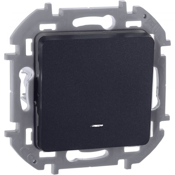 Выключатель 1-клавишный с подсветкой/индикацией 10АХ безвинтовое крепление антрацит INSPIRIA