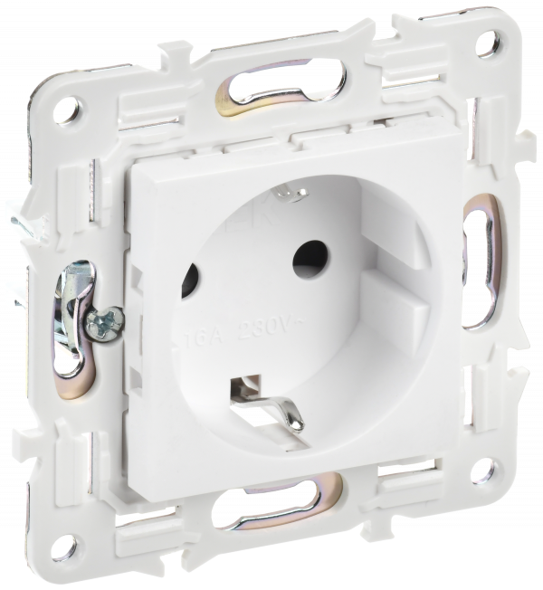 SKANDY Розетка с заземлением с защитными шторками 16А безвинтовое крепление SK-R06W арктический белый IEK