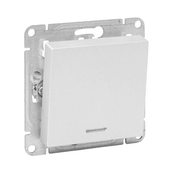 Эпика Механизм выключателя 1кл. с подсветкой алюминий EKF