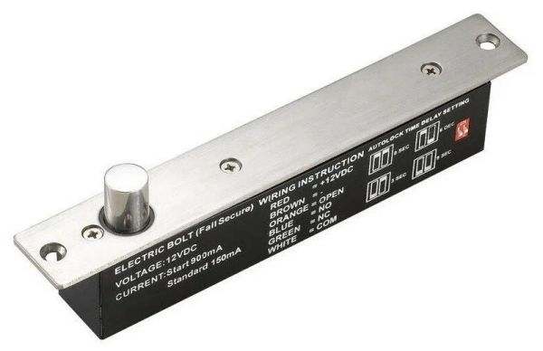 Замок врезной соленоидный электро-механический. Сила удержания 1000кг. Питание =12-24В/12А. Встроенный датчик положения двери NO/NC