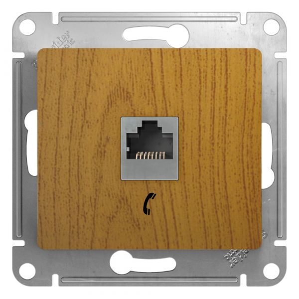 GLOSSA Розетка телефонная RJ11 дуб в рамку
