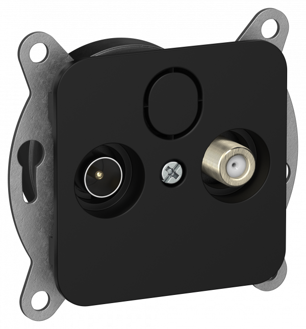 FLITE Розетка 2-местная TV+SAT экранированная оконечная РТВс-2-1-1-ФлЧ черный IEK
