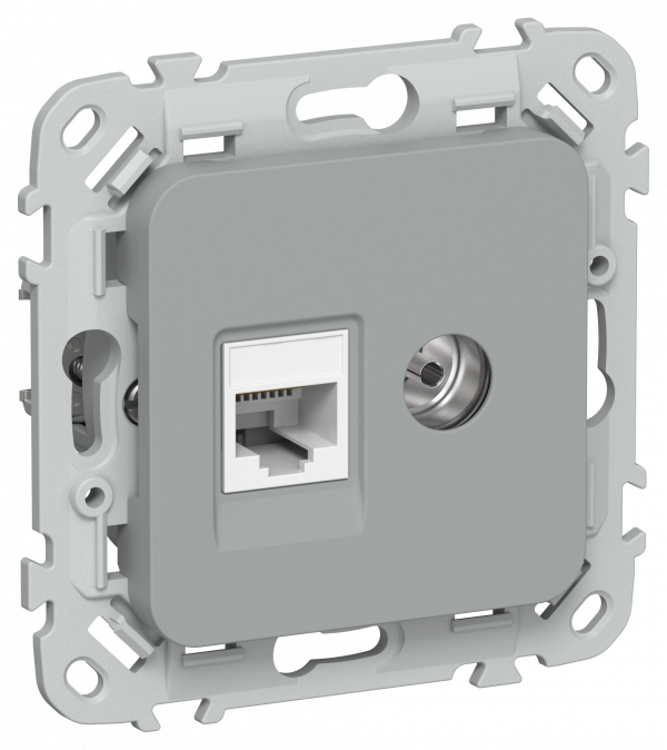 FLITE Розетка 2-местная RJ45/TV категория 5Е UTP РКТВ5е-2-0-ФлС серый IEK