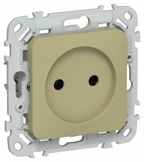 FLITE Розетка без заземления без защитных шторок безвинтовое крепление 10А РС01-1-ФлО оливковый IEK