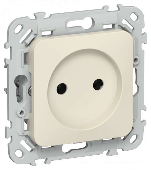 FLITE Розетка без заземления без защитных шторок безвинтовое крепление 10А РС01-1-ФлСл сливочный IEK