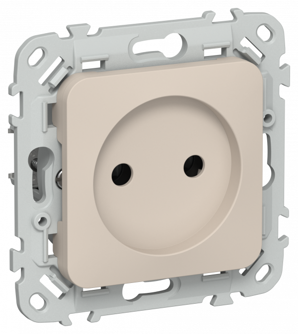 FLITE Розетка без заземления без защитных шторок безвинтовое крепление 10А РС01-1-ФлЛ льняной IEK