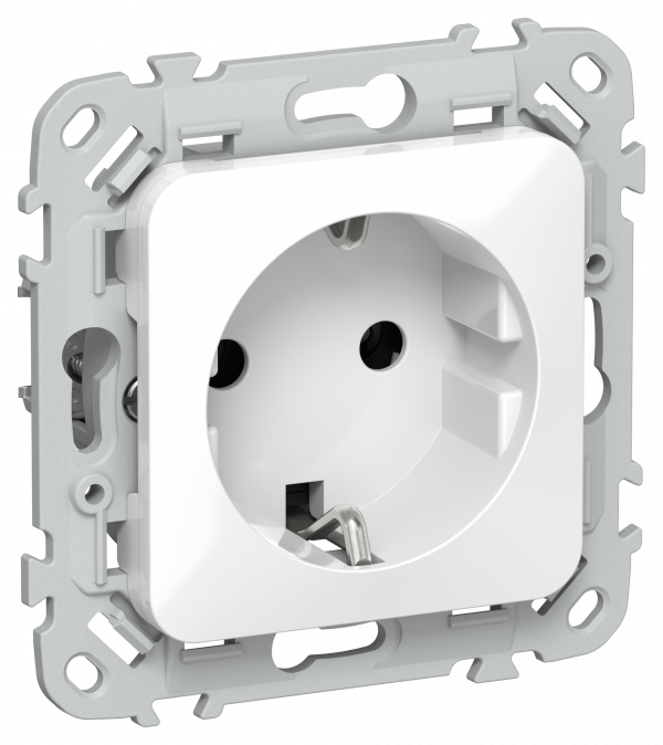 FLITE Розетка с заземлением без защитных шторок безвинтовое крепление 16А РС11-1-ФлБ белый IEK