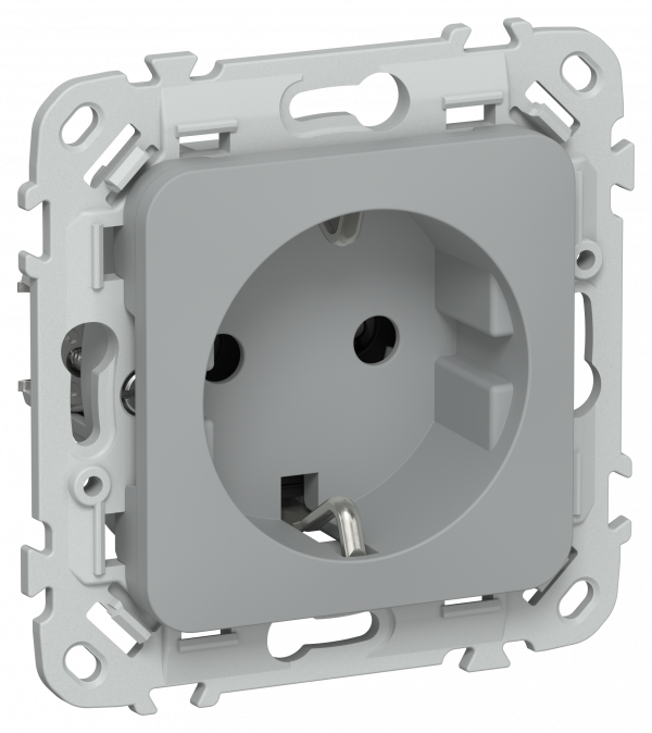 FLITE Розетка с заземлением без защитных шторок безвинтовое крепление 16А РС11-1-ФлС серый IEK