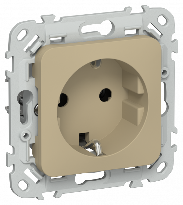 FLITE Розетка с заземлением без защитных шторок безвинтовое крепление 16А РС11-1-ФлХ хаки IEK