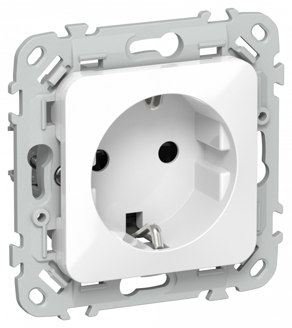FLITE Розетка с заземлением с защитными шторками безвинтовое крепление 16А РСш11-1-ФлБ белый IEK